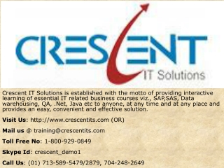 Crescent IT Solutions Received Testimonial on Oracle PL/SQL