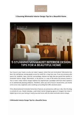 5 Stunning Minimalist Interior Design Tips for a Beautiful Home