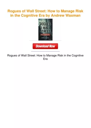 Rogues of Wall Street: How to Manage Risk in the Cognitive Era by Andrew