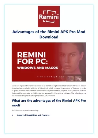 Advantages of the Rimini APK Pro Mod Download