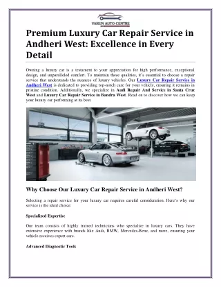 Comprehensive Luxury Car Repair Service in Andheri West | Contact us- 7506178802