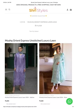 Mushq Orient Express Unstitched Luxury Lawn _ Shristyles