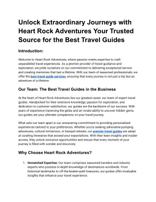 Unlock Extraordinary Journeys with Heart Rock Adventures Your Trusted Source for the Best Travel Guides