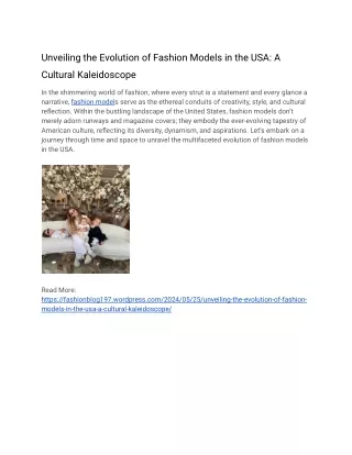 Unveiling the Evolution of Fashion Models in the USA_ A Cultural Kaleidoscope