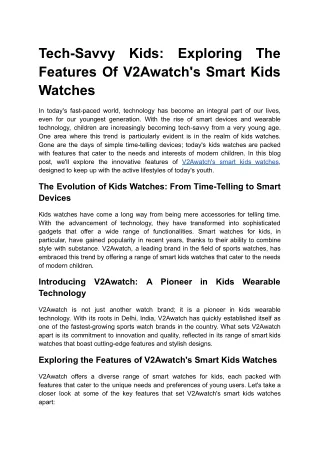 Tech-Savvy Kids_ Exploring The Features Of V2Awatch's Smart Kids Watches (1)