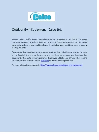 Outdoor Gym Equipment - Caloo Ltd.