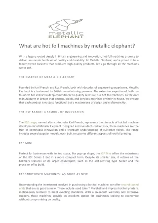 What are Hot Foil Machines by Metallic Elephant - Metallic Elephant