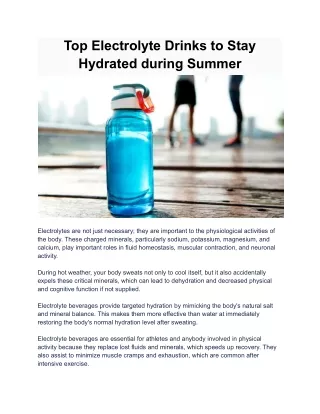 Top Electrolyte Drinks to Stay Hydrated during Summer