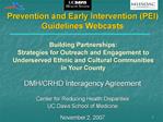 Prevention and Early Intervention PEI Guidelines Webcasts