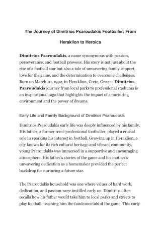 Dimitrios Psaroudakis: Heraklion's Heroic Journey to Football Greatness