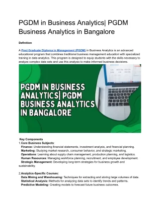 PGDM in Business  Analytics