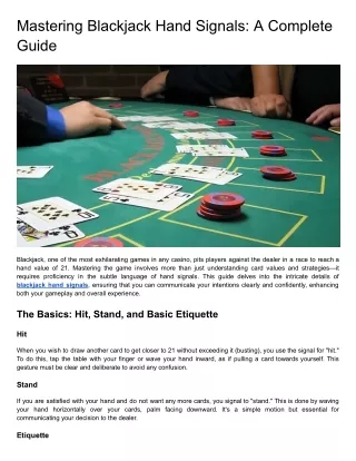 Mastering Blackjack Hand Signals_ A Complete Guide