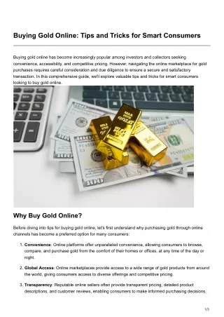 Buying Gold Online Tips and Tricks for Smart Consumers