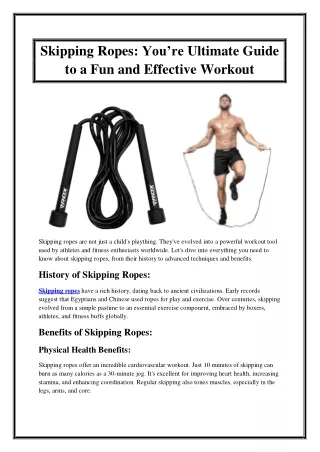 Skipping Ropes You’re Ultimate Guide to a Fun and Effective Workout