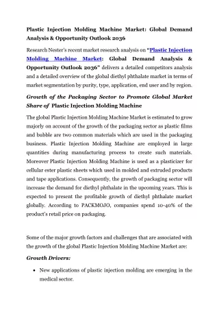 Plastic Injection Molding Machine Market