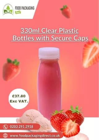 330ml Clear Plastic Bottles with Secure Caps - Food Packaging Direct