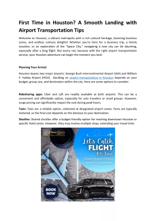 First Time in Houston? A Smooth Landing with Airport Transportation Tips