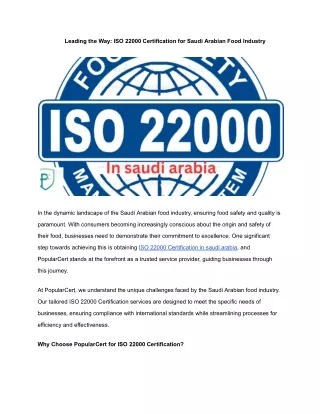 Leading the Way_ ISO 22000 Certification for Saudi Arabian Food Industry