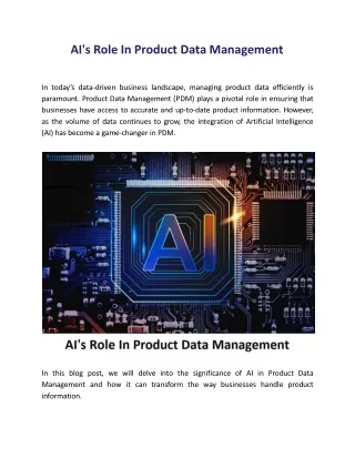 AI's Role In Product Data Management