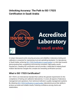 Unlocking Accuracy_ The Path to ISO 17025 Certification in Saudi Arabia