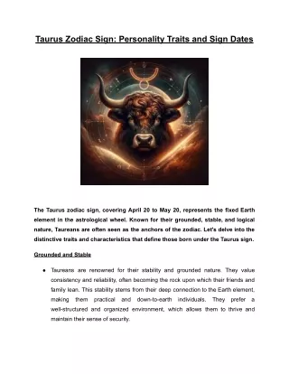 Taurus Zodiac Sign_ Personality Traits and Sign Dates