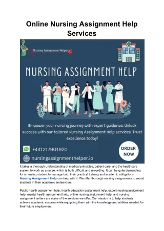 Online Nursing Assignment Help Services