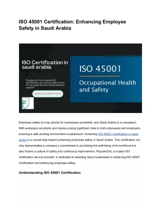 ISO 45001 Certification_ Enhancing Employee Safety in Saudi Arabia (1)