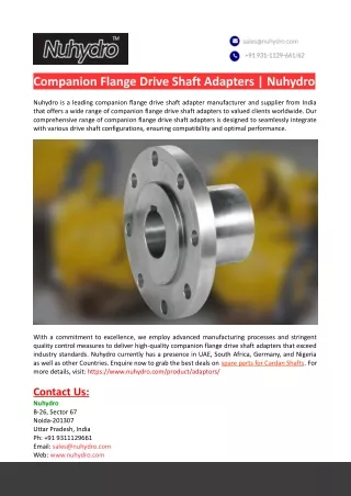 Companion Flange Drive Shaft Adapters