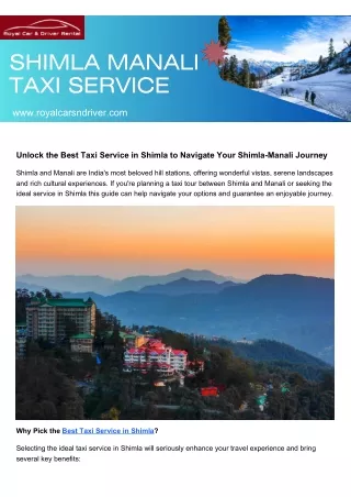 Best Taxi Service in Shimla