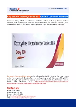Buy Generic Vibramycin Online