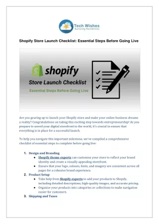 Shopify Store Launch Checklist: Essential Steps Before Going Live