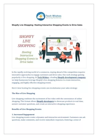 Shopify Live Shopping: Hosting Interactive Shopping Events to Drive Sales