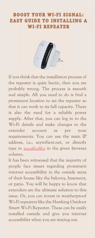 Boost Your Wi-Fi Signal Easy Guide to Installing a Wi-Fi Repeater