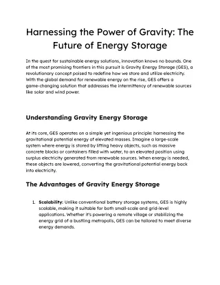 Harnessing the Power of Gravity_ The Future of Energy Storage