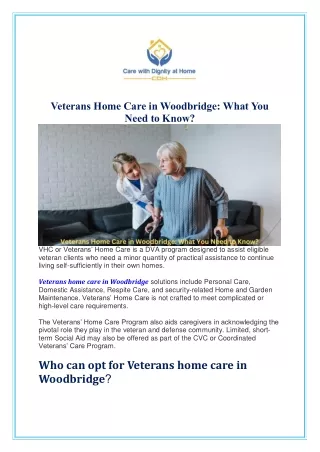 Veterans Home Care in Woodbridge: What You Need to Know?