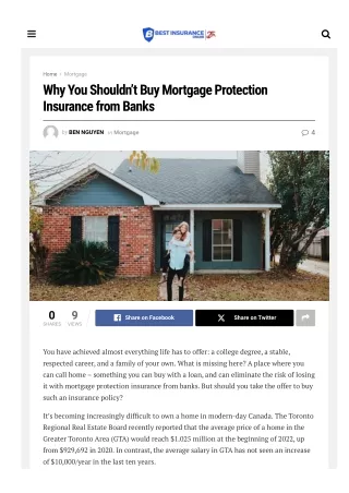 Don't Get Mortgage Protection Insurance from Your Bank