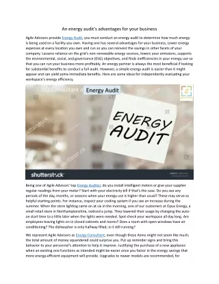 An energy audit 28.5.24