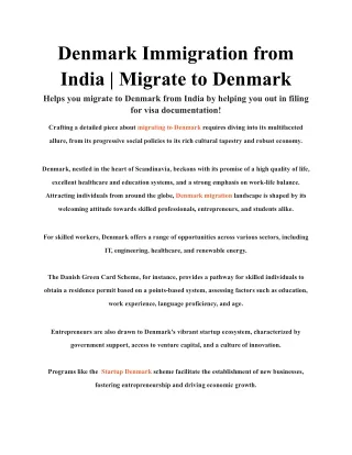 Migrate to denmark