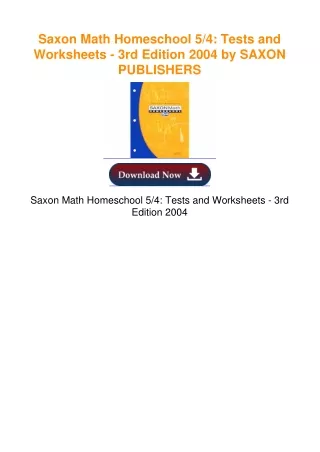 Saxon Math Homeschool 5/4: Tests and Worksheets - 3rd Edition 2004 by