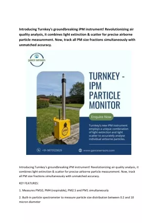 Introducing Turnkey's groundbreaking iPM instrument