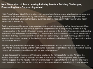 New Generation of Truck Leasing Industry Leaders Tackling