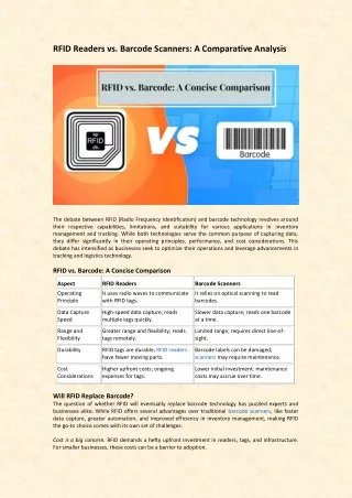 RFID Readers vs. Barcode Scanners: A Comparative Analysis