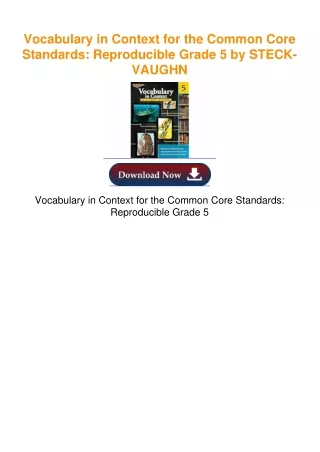 Vocabulary in Context for the Common Core Standards: Reproducible Grade 5