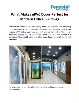 What Makes uPVC Doors Perfect for Modern Office Buildings