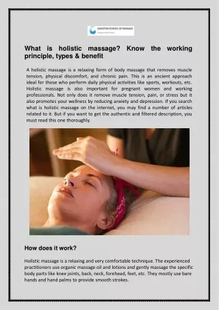 What is holistic massage Know the working principle, types & benefit