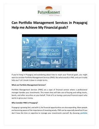 Can Portfolio Management Services in Prayagraj Help me Achieve My Financial goals