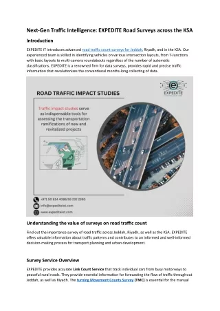 EXPEDITE Road Surveys across the KSA