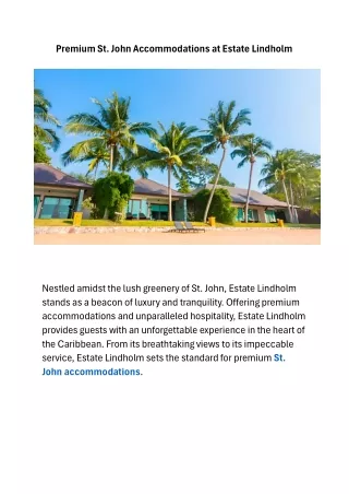 Premium St John Accommodations at Estate Lindholm
