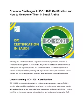 Common Challenges in ISO 14001 Certification and How to Overcome Them in Saudi Arabia
