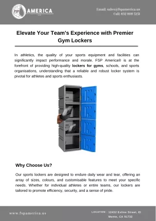 Elevate Your Team's Experience with Premier Gym Lockers